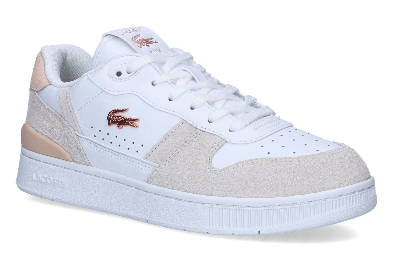 T Clip Basket Ballerine Femme Lacoste Baskets T-Clip En Cuir Blanc